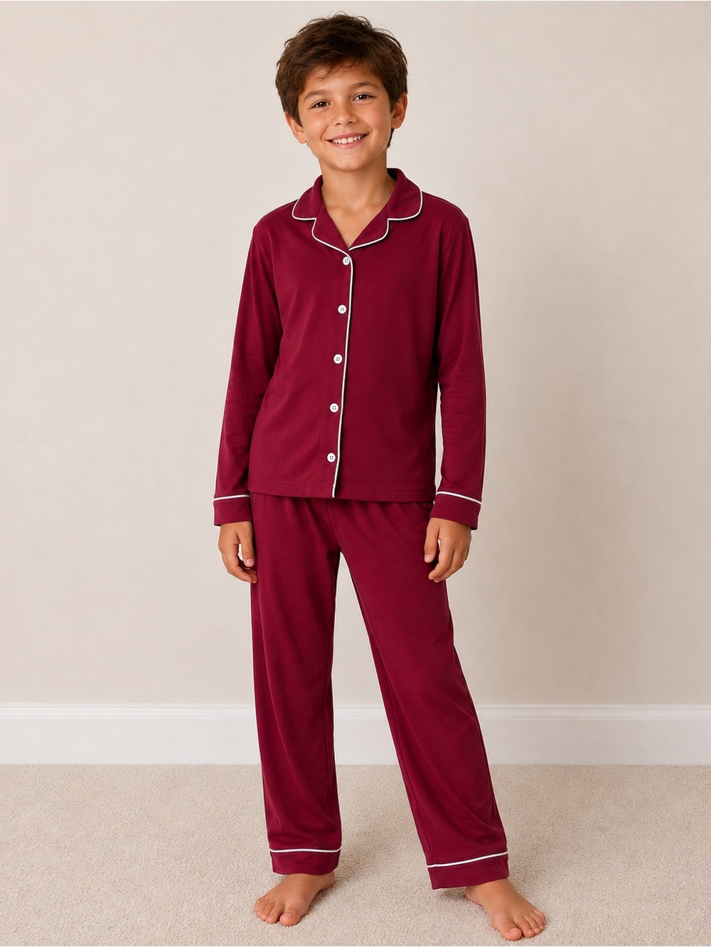 NWT Cozy Earth Kids Bamboo Pajama Set Pomegranate Size 9/10